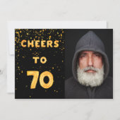70. Geburtstag Schwarzes Gold Foto jubeln Einladung (Vorderseite)
