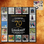 70. Geburtstag Schwarzes Gold FotoCollage Puzzle<br><div class="desc">Ein personalisiertes Vintages Puzzle aus 70 Jahren, das leicht zu gestalten ist, aber für die Geburtstagsfeier schwer zu vollenden ist. Erstellen Sie Ihr eigenes Foto-Puzzle für ein besonderes 70. Geburtstagsgeschenk. Mit 16 benutzerdefinierten Fotos kann das Foto-Puzzle zusätzlich mit dem Namen und jedem Alter personalisiert werden. Foto-Puzzles machen Spaß und können...</div>