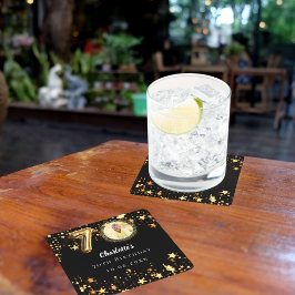 70. Geburtstag Schwarzes Gold Sterne Foto Rechteckiger Pappuntersetzer