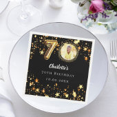 70. Geburtstag Schwarzes Gold Sterne Foto Serviette