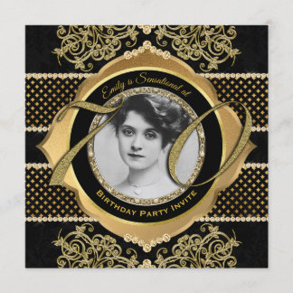70. Geburtstag Seventieth Gold Diamond Foto Rahmen Einladung