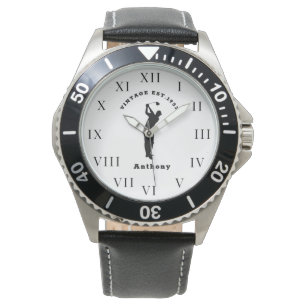 70. Geburtstag Siebzig Schwarz Retro Lustiger Golf Armbanduhr