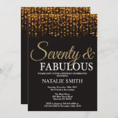 70. Geburtstag Siebzig und fabelhafte Gold Glitzer Einladung (Vorne/Hinten)