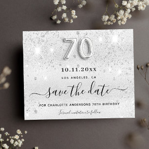 70. Geburtstag Silber Glitter Budget Save-the-Date Flyer