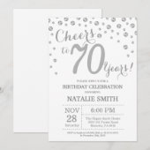 70. Geburtstag Silber Glitzer Diamond Einladung (Vorne/Hinten)
