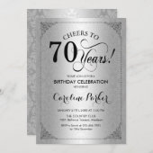 70. Geburtstag - SilberDamaskus Einladung (Vorne/Hinten)