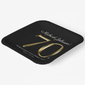 70. Geburtstag Solid Gold Text elegant Schwarz Pappteller (Gewinkelt)