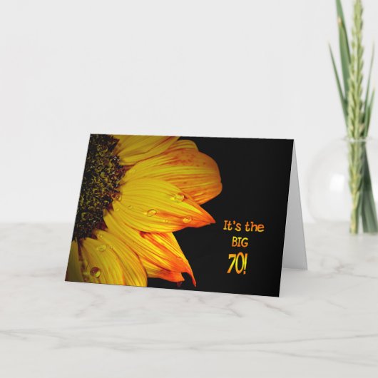 70. Geburtstag Sonnenblume Karte (Vorderseite)