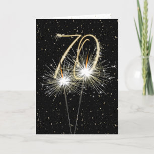 70. Geburtstag Sparkler auf schwarz Karte