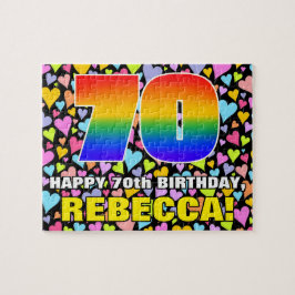 70. Geburtstag — Spaß, Liebende Herzformen + "70" Puzzle