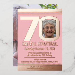 70. Geburtstag staubiges Rosa und Rose Gold Folieneinladung