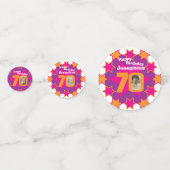 70. Geburtstag Stern rosa orange Papier Konfetti (Vorderseiten)