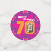 70. Geburtstag Stern rosa orange Papier Konfetti (Klein Vorderseite)