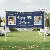 70. Geburtstag String Lights Foto Blau Banner