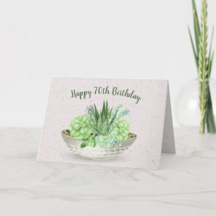 70. Geburtstag Sukkulente auf Terrazzo Karte