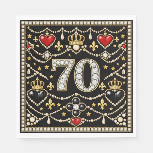 70. Geburtstag Tudor-inspirierter Schmuck Geschenk Serviette (Vorderseite)