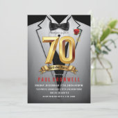70. Geburtstag Tuxedo Einladung (Stehend Vorderseite)