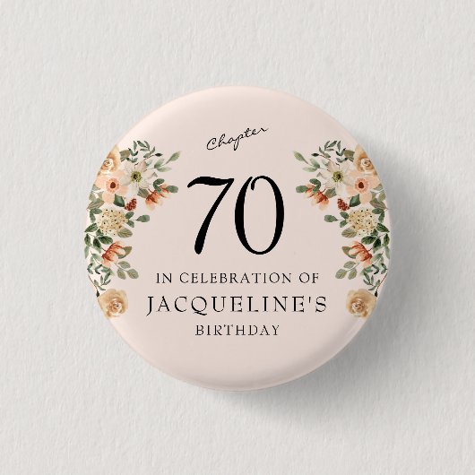 70. Geburtstag Vintag Button (Vorderseite)