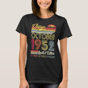 70. Geburtstag Vintag Oktober 1952 70. Geburtstag T-Shirt