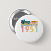 70. Geburtstag Vintag Retro 1951 Kassettenband Button (Vorne & Hinten)