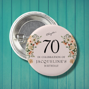 70. Geburtstag Vintage Floral Button