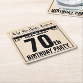 70. Geburtstag Vintage Zeitung Einzigartig Rechteckiger Pappuntersetzer (angewinkelt)