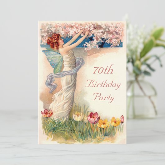 70. Geburtstag Vintager Mehlbröckchen Einladung (Stehend Vorderseite)