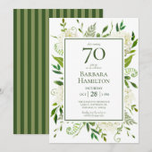70. Geburtstag Weißer Hydrangeas Einladung (Vorne/Hinten)
