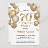 70. Geburtstag Weißer und Goldmedaille Glitzer Bal Einladung (Vorne/Hinten)
