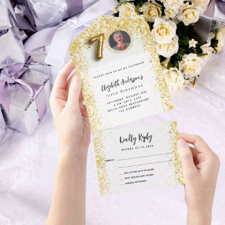 70. Geburtstag Weißgold Foto Party UAWG All In One Einladung