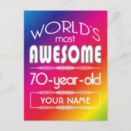 70. Geburtstag Welten Beste Fabelous Regenbogen Postkarte