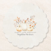 70. Geburtstag White Pumpkin Herbstlaubs Custom Untersetzer (Vorderseite)