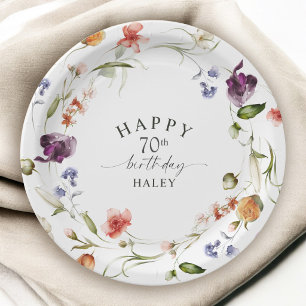70. Geburtstag Wildblumen Aquarell Blumen Pappteller