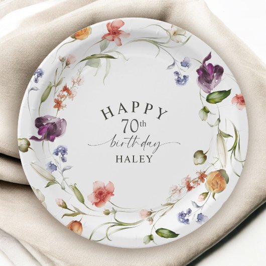 70. Geburtstag Wildblumen Aquarell Blumen Pappteller