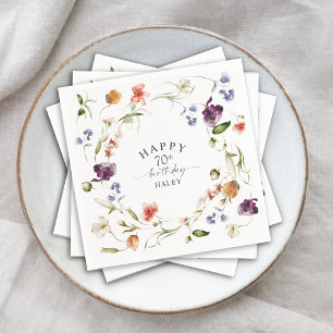 70. Geburtstag Wildblumen Feminine Floral Serviette