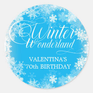 70. Geburtstag Winterwonderland Snowflake Gefallen Runder Aufkleber