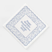 70. Geburtstag Zahlenmuster Scallops Blau/Weiß Serviette (Ecke)