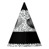 70. Geburtstag Zahlenmuster Schwarz/Weiß Scallops Partyhütchen (Rückseite)
