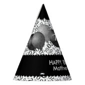 70. Geburtstag Zahlenmuster Schwarz/Weiß Scallops Partyhütchen (Links)