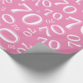 70. Geburtstag Zufallszahl Muster Pink/Weiß 70 Geschenkpapier (Ecke)