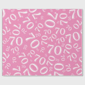 70. Geburtstag Zufallszahl Muster Pink/Weiß 70 Geschenkpapier (Flach)