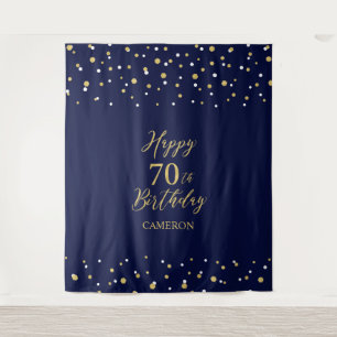 70. Geburtstagparty-Hintergrund mit Gold und Navy Wandteppich