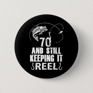 70. Geburtstags-Angeln 70 Jahre alter Fischer-Gesc Button