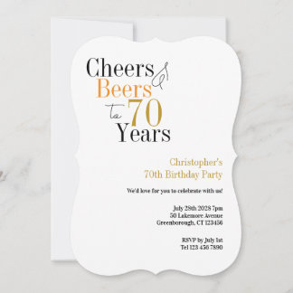 70. Geburtstags Cheers und Beers Minimal-Party Einladung