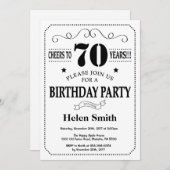 70. Geburtstags-Einladung Schwarzweiss Einladung (Vorne/Hinten)