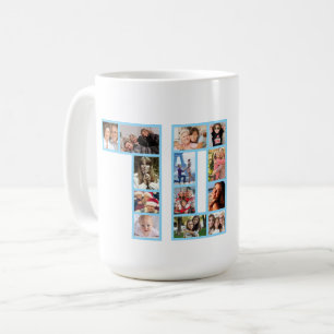 70. Geburtstags-Fotocollage Blau Kaffeetasse
