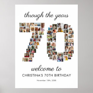 70. Geburtstags-Fotocollage Willkommen Poster