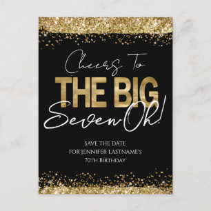 70. Geburtstags Gold Black Save the Date Postcard Postkarte