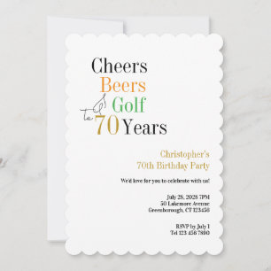 70. Geburtstags-Golf Cheers Beers Minimal Party Einladung