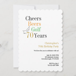 70. Geburtstags-Golf Cheers Beers Minimal Party Einladung